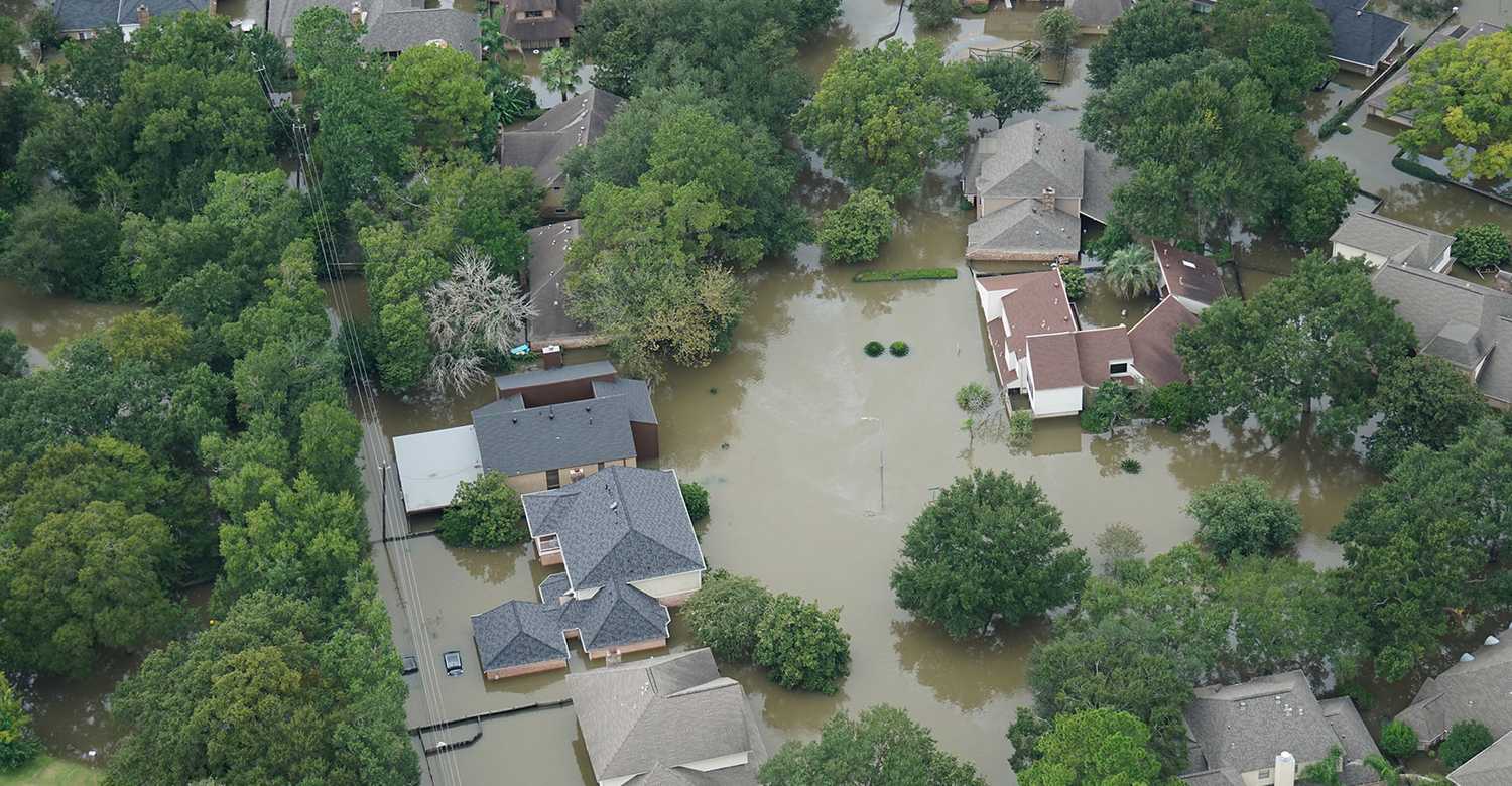 Louisiana neighborhood houses flooded