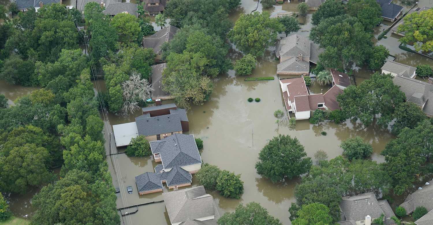 Louisiana neighborhood houses flooded